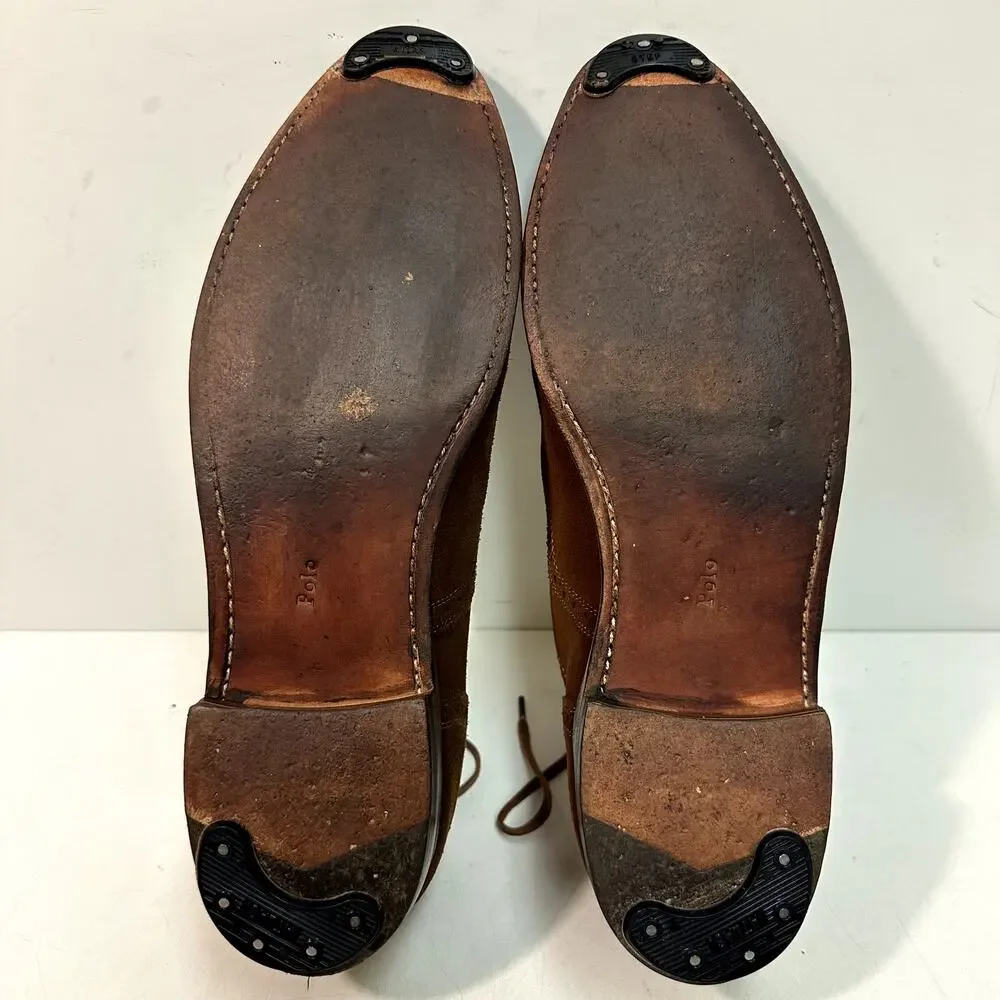 NEW HEELS Ralph Lauren Brown Suede Oxford Brogue Captoe Bench Made in USA 10.5 C
